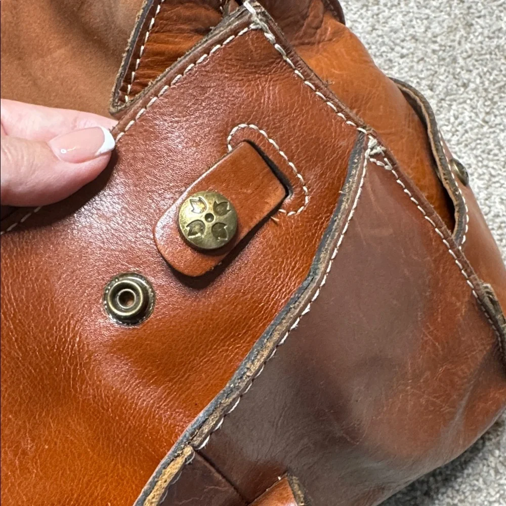 Patricia Nash Vienna Leather Satchel Tan Brown Distressed Top Handle Handbag